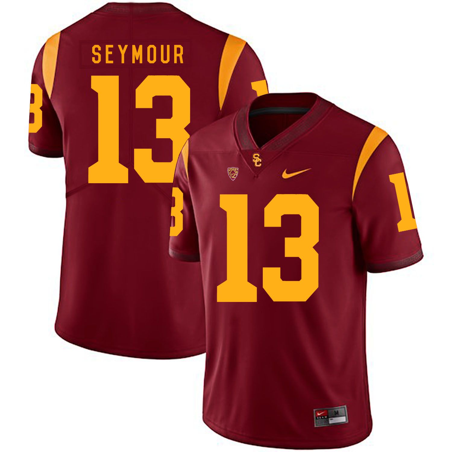 Men USC Trojans #13 Seymour Red Customized NCAA Jerseys